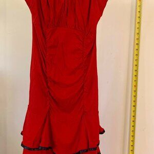 VENUS ruffle bottom dress in red, size small (S)